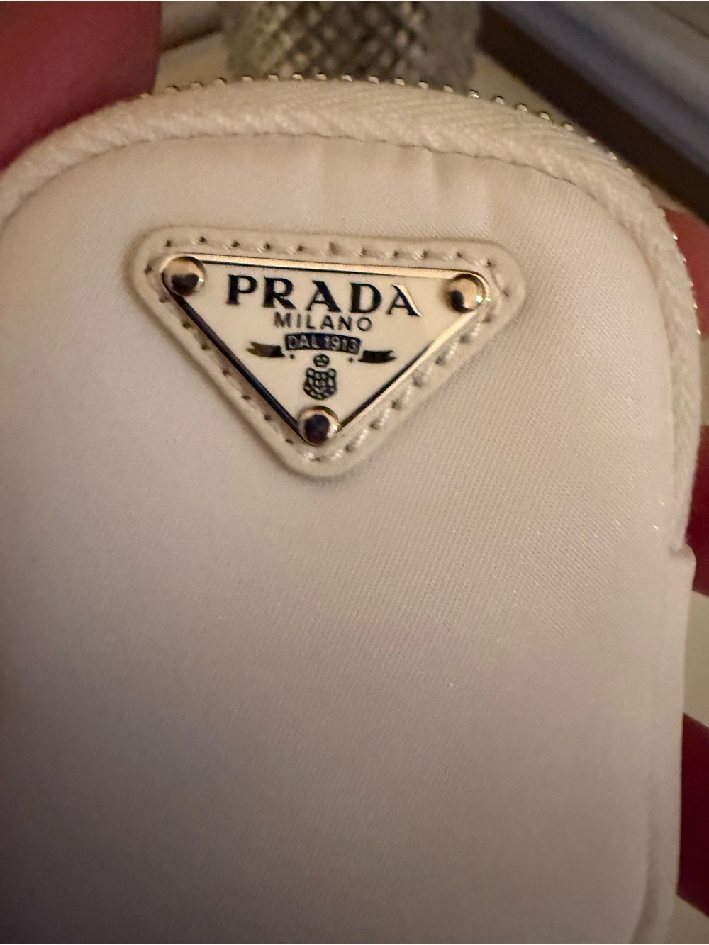 Prada White Mini Pouch Keychain Charm – Silver Hardware – Box - Picture 4 of 6